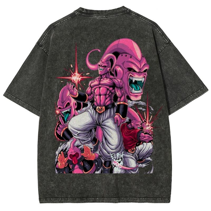 Spiky hair fighters Spiky hair fighters DBZ Anime Washed Graphic Tees Funny Japanese Cartoon Distressed Shirt 90s Vintage...