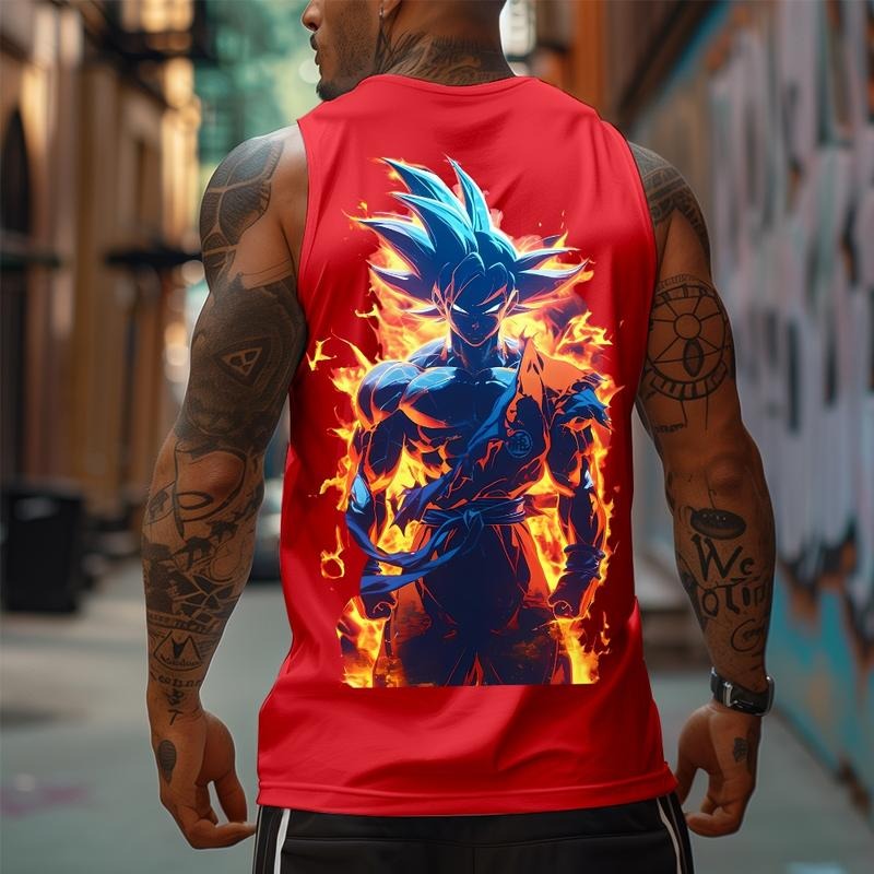 Spiky hair fighters Spiky hair fighters DBZ GOKU Unisex Summer outfits men streetwear HB 90s graphic tees cotton Anime tank tops men gifts Fabric Menswear style 03
