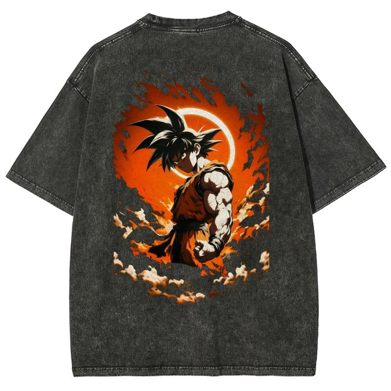 Spiky hair fighters Spiky hair fighters DBZ Goku Anime Washed Graphic Tees Funny Japanese Cartoon Distressed Shirt 90s...
