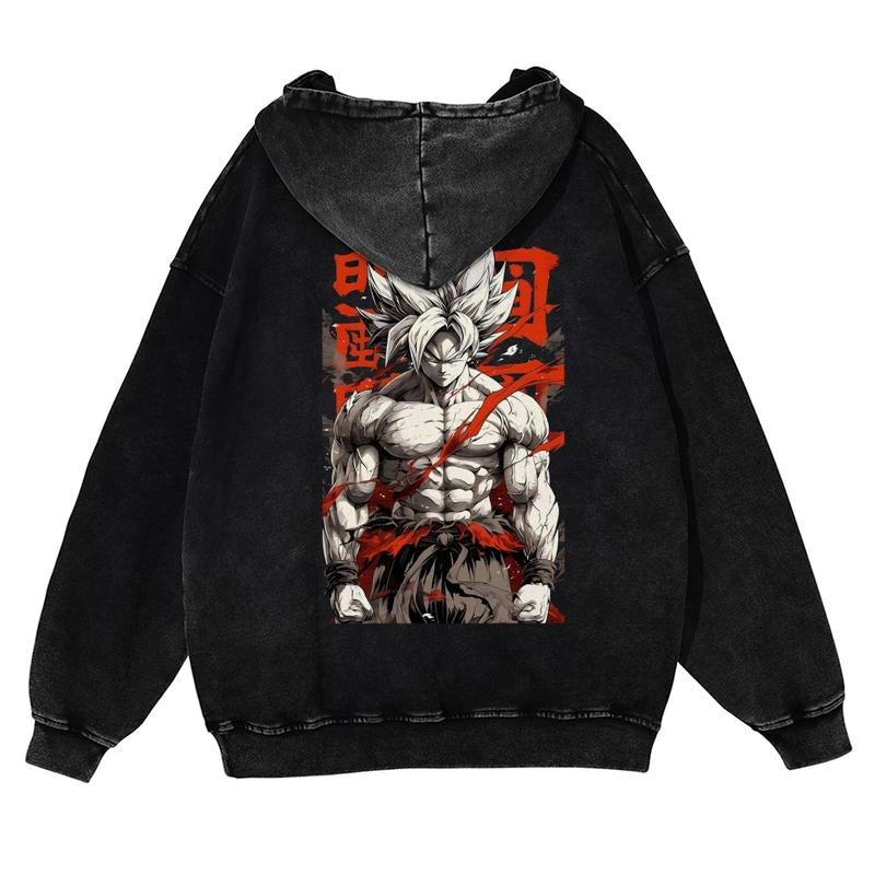 Spiky hair fighters Spiky hair fighters DBZ Goku Unisex Fall Hoodies Men Streetwear Vintage Washed HB 90s Graphic...
