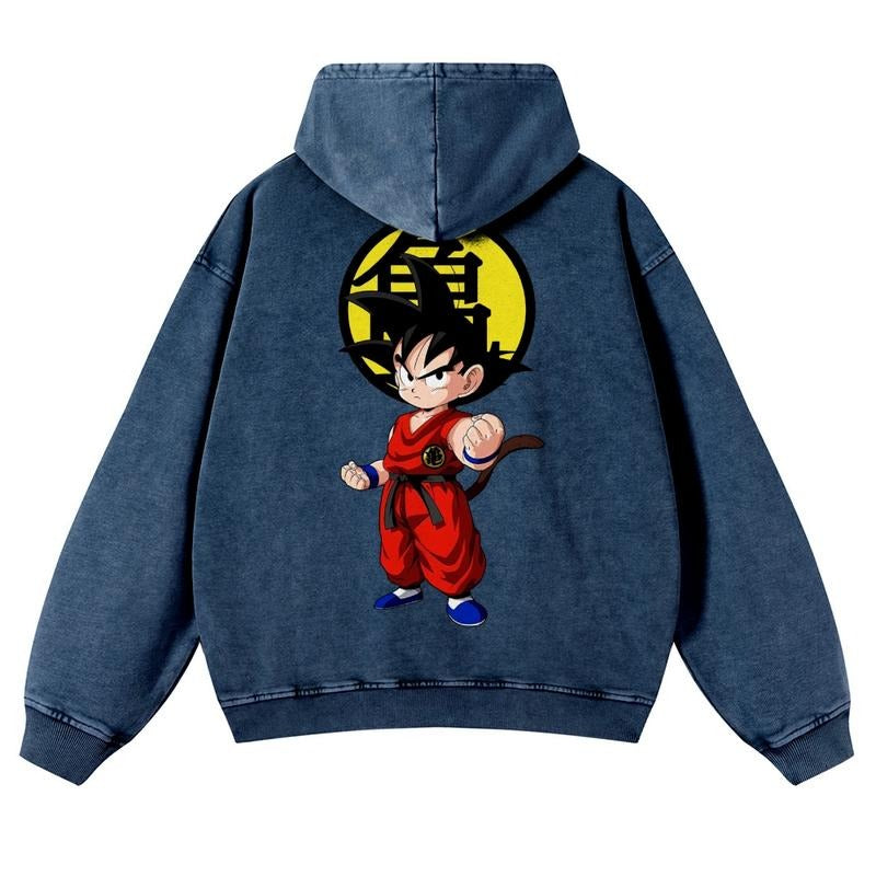 Spiky hair fighters Spiky hair fighters DBZ Goku Unisex Fall Hoodies Men Streetwear Vintage Washed HB 90s Graphic...