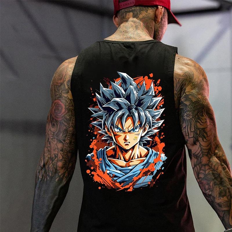 Spiky hair fighters Spiky hair fighters DBZ Goku Unisex Summer outfits men streetwear HB 90s graphic tees cotton Anime tank tops men gifts Fabric Menswear style 05