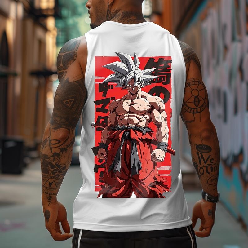 Spiky hair fighters Spiky hair fighters DBZ Goku Unisex Summer outfits men streetwear HB 90s graphic tees cotton Anime tank tops men gifts Fabric Menswear style 08