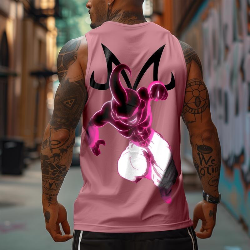 Spiky hair fighters Spiky hair fighters DBZ Majin Buu Unisex Summer outfits men streetwear HB 90s graphic tees cotton Anime tank tops men gifts Fabric Menswear