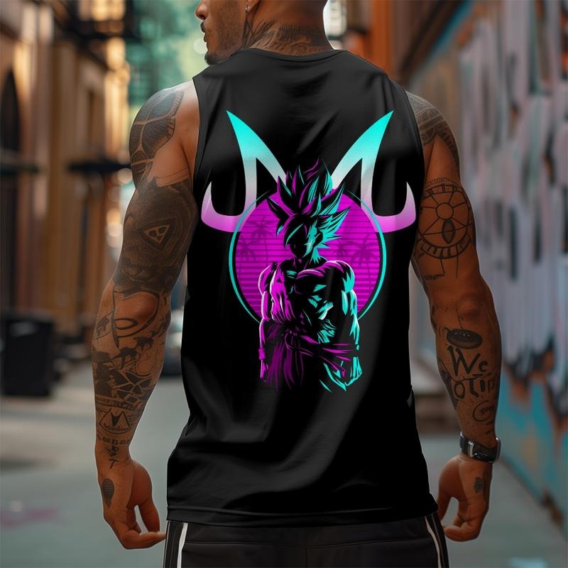 Spiky hair fighters Spiky hair fighters DBZ PlayStation brand Goku Unisex Summer outfits men streetwear HB 90s graphic tees cotton Anime tank tops men gifts style 05