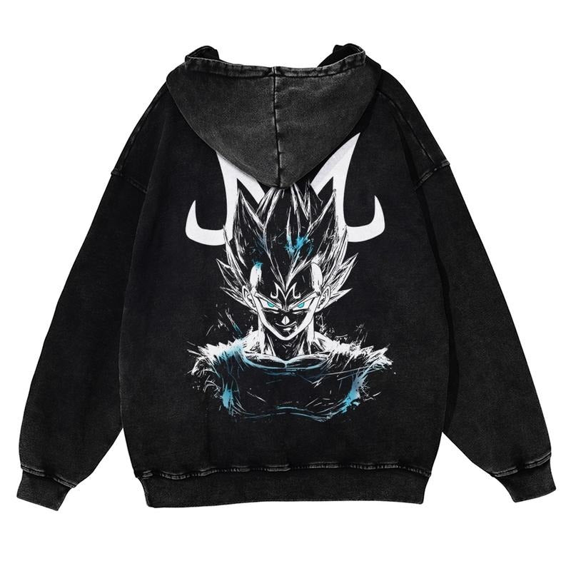 Spiky hair fighters Spiky hair fighters DBZ Vegeta Unisex Fall Hoodies Men Streetwear Vintage Washed HB 90s Graphic...