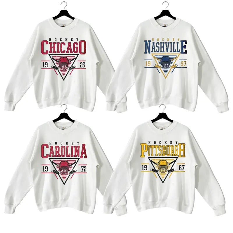 Spiky hair fighters Team Ice Hockey Retro Style Sweatshirt, Retro Spiky hair fighters Team Ice Hockey With Big Logo...