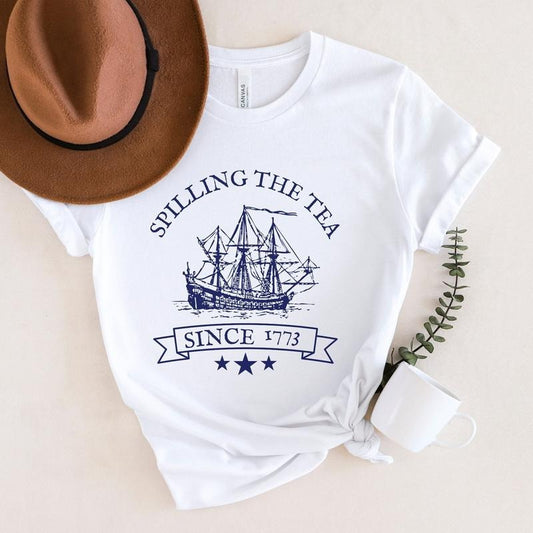 Spilling The Tea Since 1773 Funny Fourth Of July T Shirt Hoodie Sweater Patriotic Shirt History Teacher Gift Independence Day Usa Tee America Tee