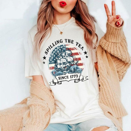 Spilling The Tea Since 1773 T Shirt Hoodie Sweater, 4th Of July Shirt Women, USA Shirt, Fourth Of July Shirt, American Shirt, July Of 4th Shirt
