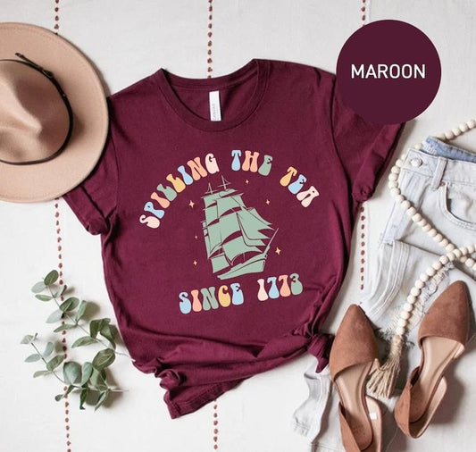 Spilling The Tea Since 1773 T Shirt Hoodie Sweater, Funny History Teacher Gift, Patriotic Teacher History Lover Shirt, Historian Gift for Teacher