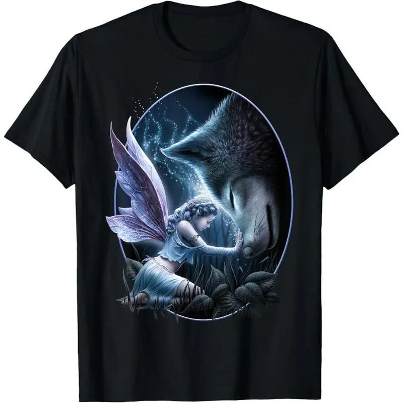 Spiral Original - Sacred Bond - Fairy and Wolf T-Shirt Made in USA Hoodie, Sweatshirt | DripVista.com