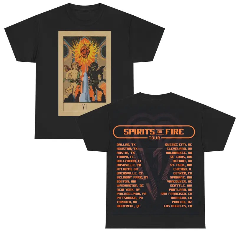 Spirits On Fire Tour Tee, Graphic Tour Shirt, Vintage Rock Style, Unisex Menswear Womenswear Top, Concert Apparel