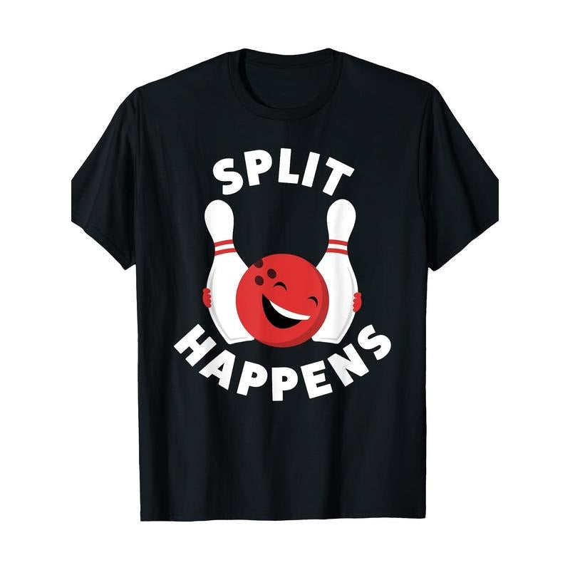 Split Happens Funny Bowling Shirt For Men 100% Cotton T-Shirt made in usa Hoodie, Sweatshirt | DripVista.com
