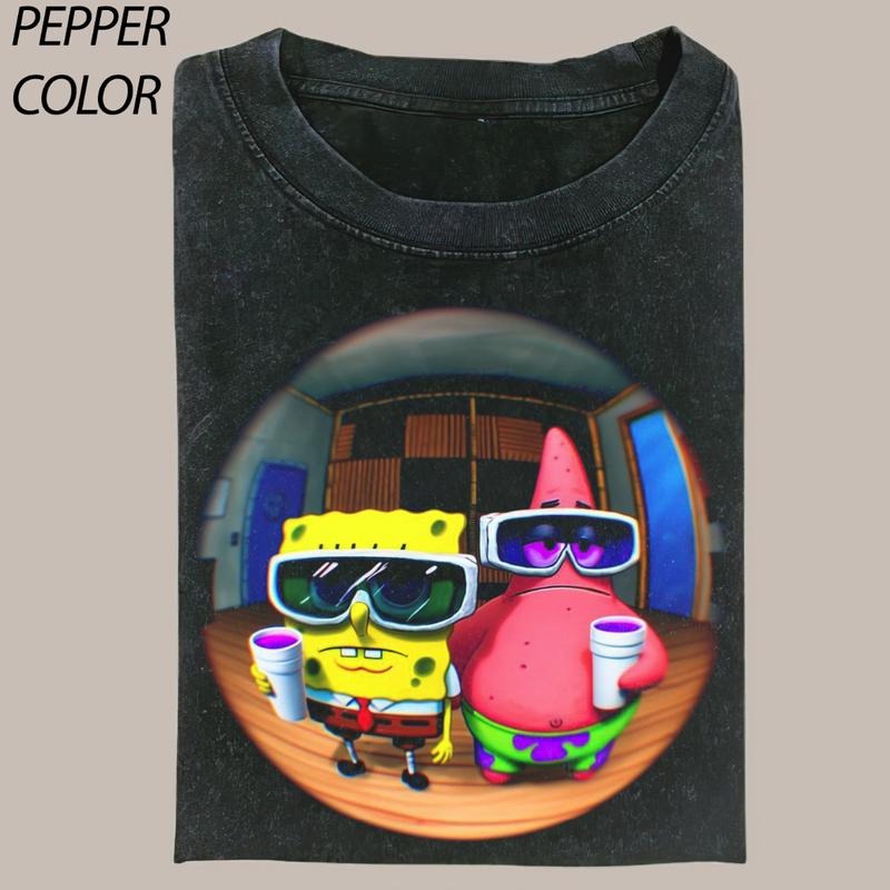 SpongeBob Summer Vibe Comfort Colors T-shirt, Funny Cartoon Graphic Tee Gift For Boyfriend Menswear Top Streetwear...