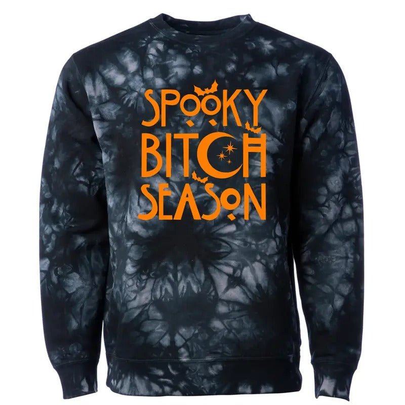 Spooky Bitch Tie Dye Crewneck Sweatshirt T-Shirts, Hoodie | DripVista.com
