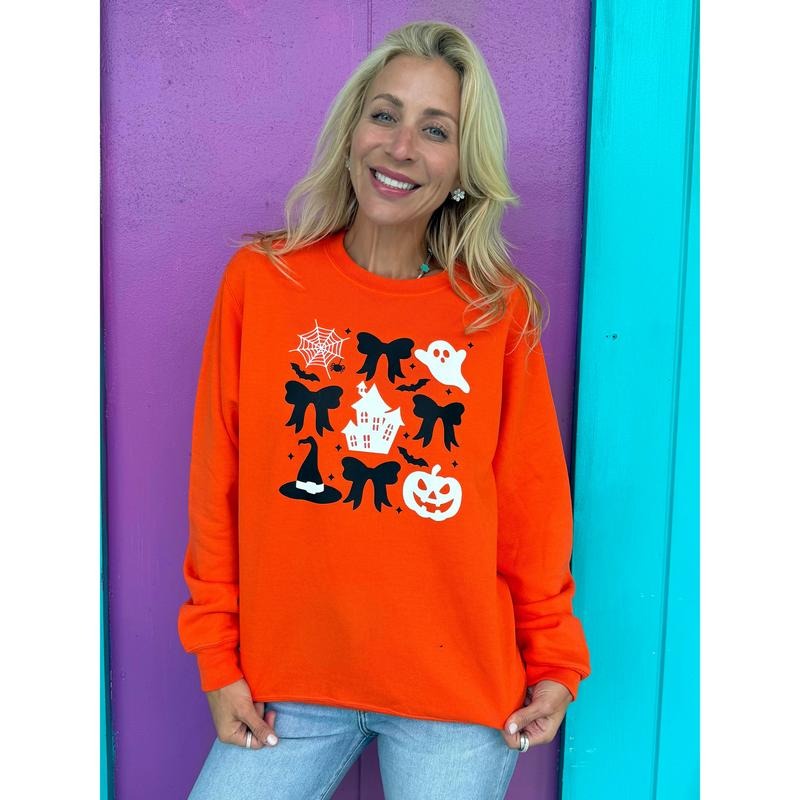 Spooky Bows Orange Sweatshirt T-Shirts, Hoodie | DripVista.com