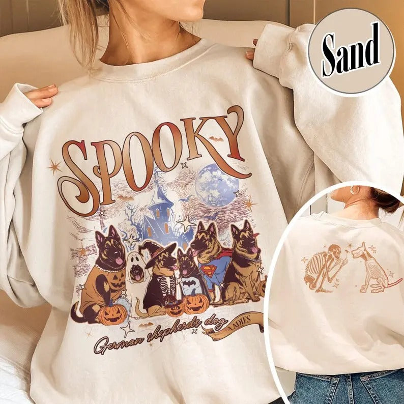 Spooky Dog Mom Sweatshirt,Trick or Treat Ghost Dogs Shirt,Trick or Treat Dog,Halloween Dog Boop Skeleton Shirt,Halloween...