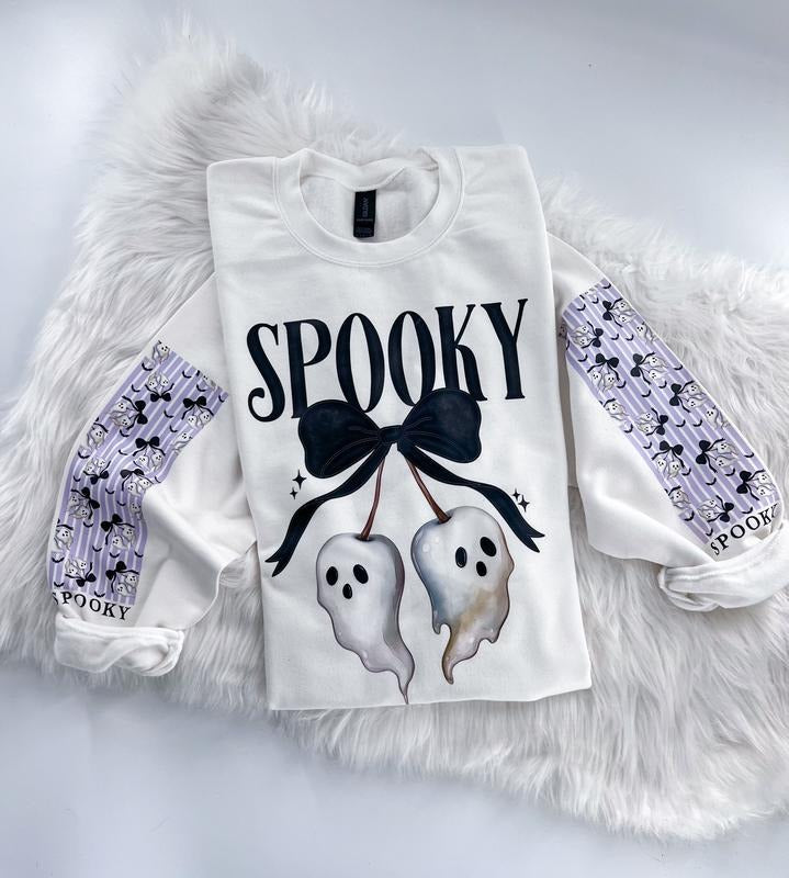 Spooky Ghost Coquette Halloween Graphic Sweatshirt or Hoodie Unisex  Womenswear Crewneck Casual Tshirt Top | DripVista.com