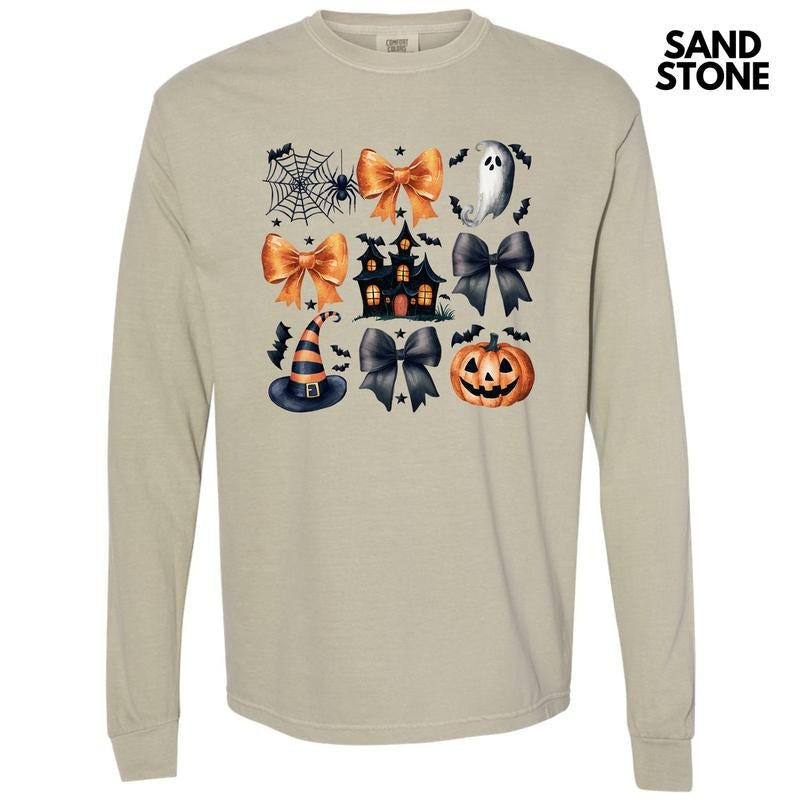 Spooky Halloween Collage Long Sleeve Comfort Colors T-Shirt 'NLB' Hoodie, Sweatshirt | DripVista.com