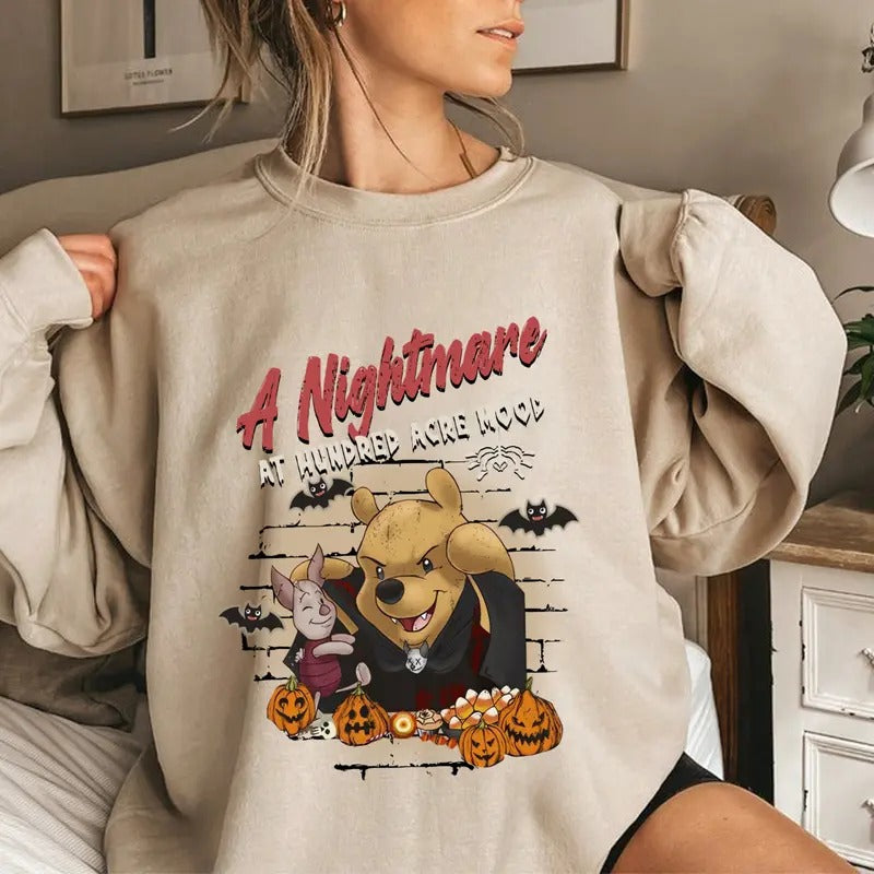 Spooky Pooh Shirt, A Nightmare At Hundred Sweatshirt, Pumpkin Pooh Tee Shirt, 90s Film T-shirt, Gift For Friends, Lovers...
