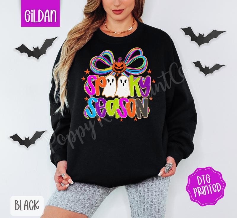 Spooky Season Sweatshirt, Trendy Women's Halloween Crewneck