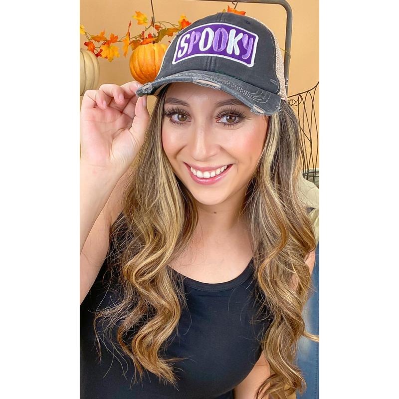 Spooky Vintage Patch Hat - Eerie Retro Vibes #SpookyHat #VintageHat #HalloweenVibes T-Shirts, Hoodie, Sweatshirt