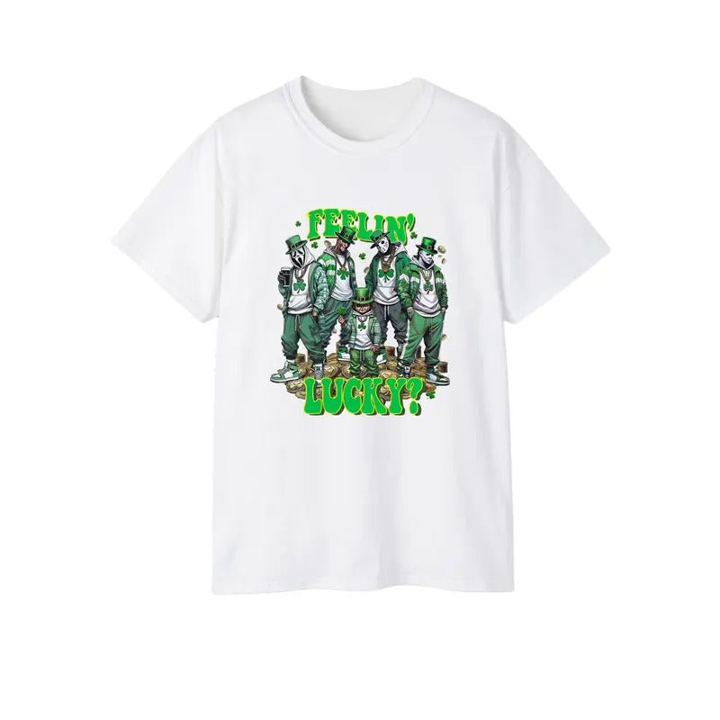 St. Patrick Day Horror Crew Shirt, Feelin Lucky Horror T-Shirt, Trending Graphic T-Shirt Hoodie, Sweatshirt | DripVista.com