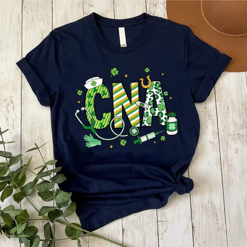 St. Patrick's Day Coquette Bow Nurse T-shirt, Lucky Shamrock Shirt, St Pattys Nursing Tee Hoodie, Sweatshirt | DripVista.com