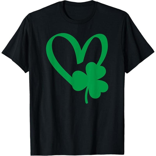 St Patrick's Day Shamrock Heart T-Shirt made in USA