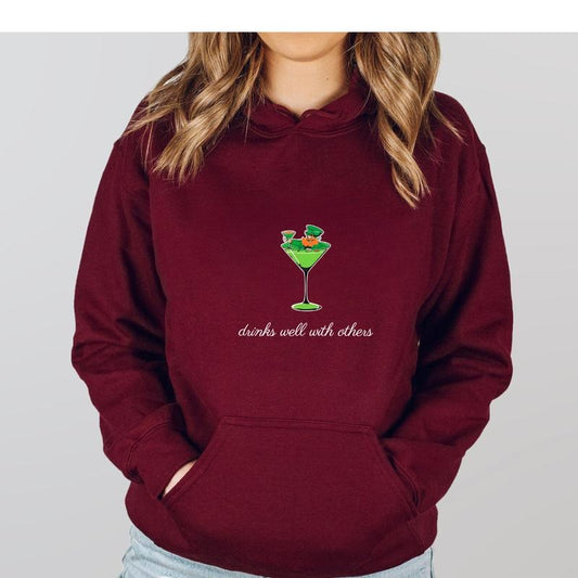 St Patrick's Day Shirt, Leprechaun Martini Cocktail Sweatshirt, St. Patty's Day Hoodie