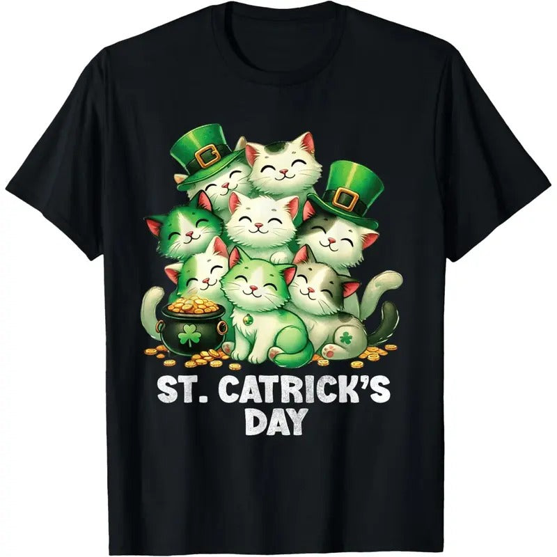 St Patricks Catricks Day Cats Saint Pattys Women Men Kids T-Shirt made in USA Hoodie, Sweatshirt | DripVista.com