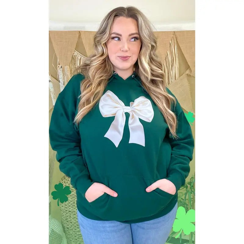St Patricks Day Satin Bow Graphic Hoodie T-Shirts, Sweatshirt | DripVista.com