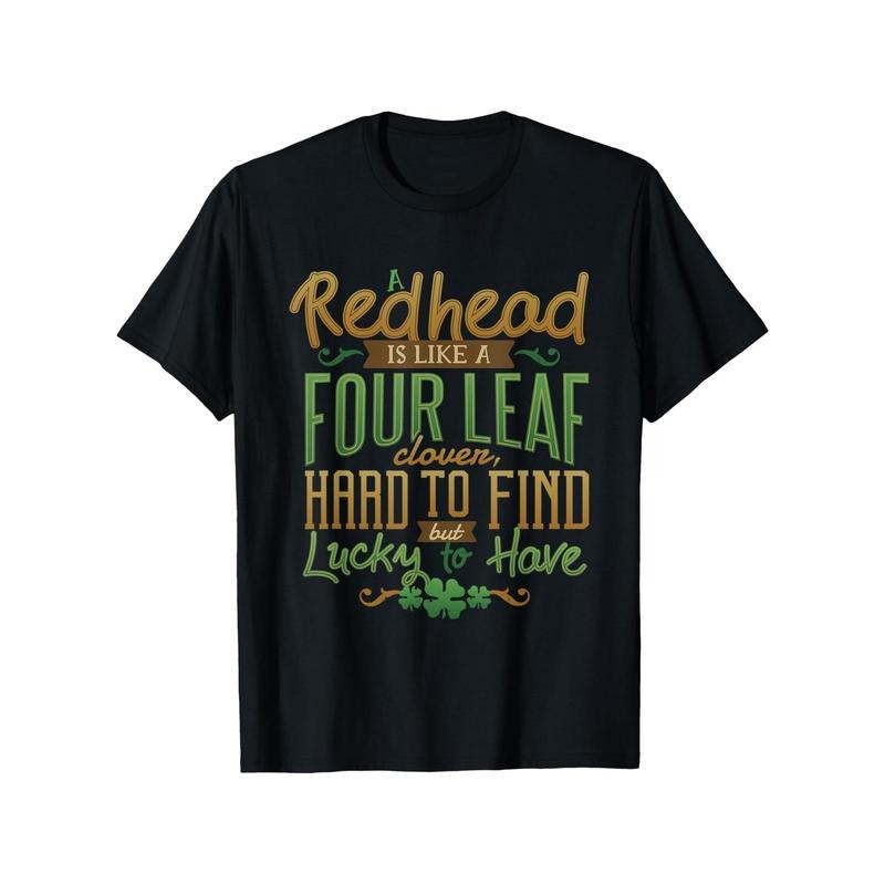 [St. Patrick Day T-Shirt] Green Irish Shamrock Unisex Cotton Lucky Redhead St. Patrick Day T-Shirt, 100% Cotton, S-XXXL, Slight Stretch, Slightly Elastic, Casual Round Neck Outdoor Short Sleeve Made in USA
