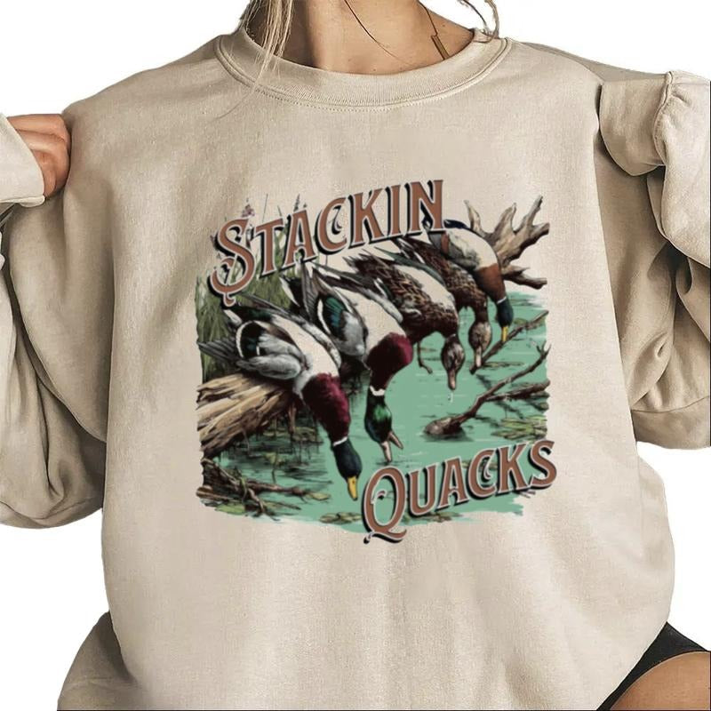 Stackin Quacks Mallard Duck Graphic T-shirt Sweatshirt Hoodie, Hunting Season shirt, Cotton Womenswear Day