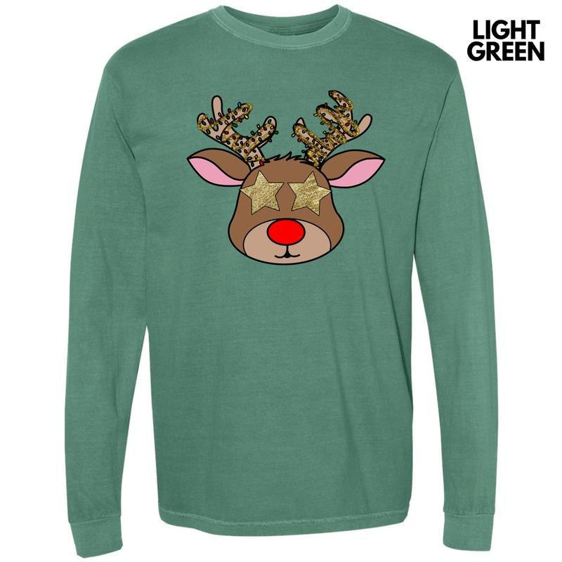Star Eye Reindeer Long Sleeve Comfort Colors T-Shirt 'NLB' Hoodie, Sweatshirt | DripVista.com