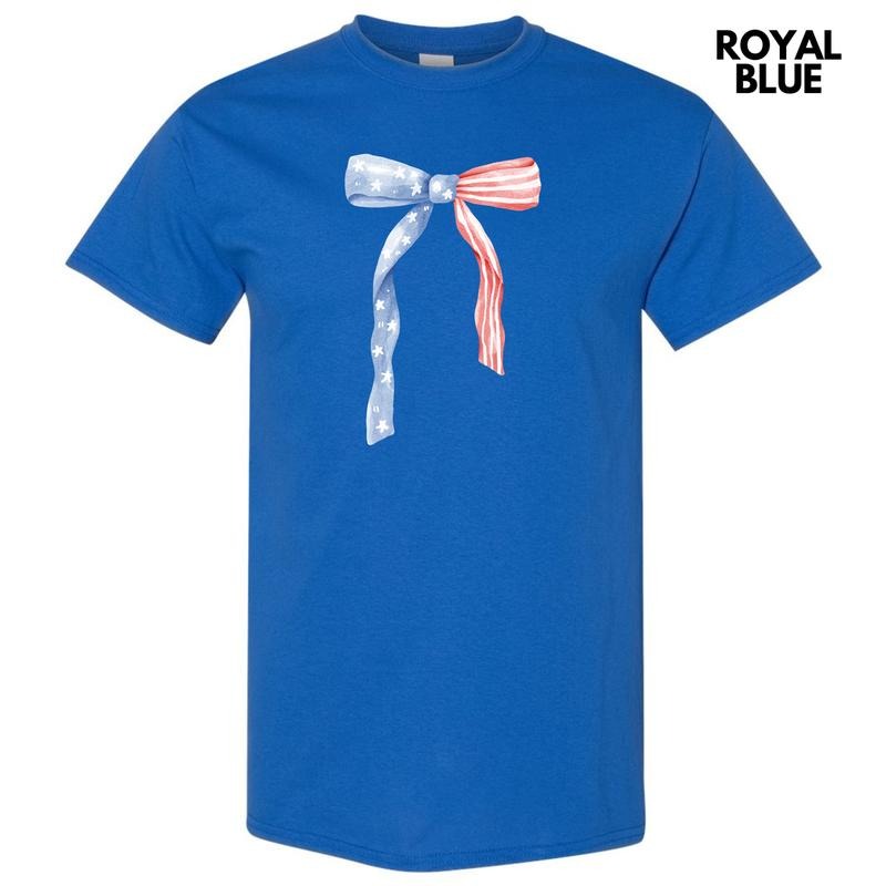 Stars & Stripes Bow Gildan Short Sleeve T-Shirt 'NLB' Hoodie, Sweatshirt | DripVista.com