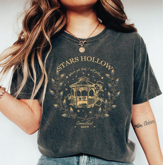 Stars Hollow Comfort Colors Shirt ,Stars Hollow Where You Lead I Will Follow Shirt, Autumn Festival, Vintage Style Stars Hollow Shirt