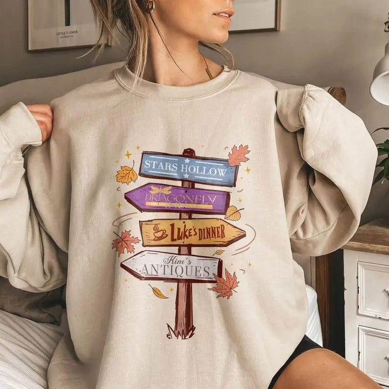 Stars Hollows Connecticut Sweatshirt , Luke's Coffee Luke's Diner, Dragonfly Inn, TV Show Fans Gift, shirt trend Hoodie