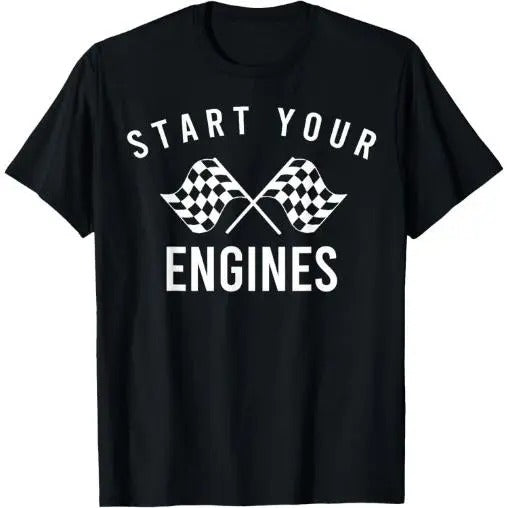 Start your engines checkered flag Retro Racing Cheer T-Shirt Made in USA Hoodie, Sweatshirt | DripVista.com