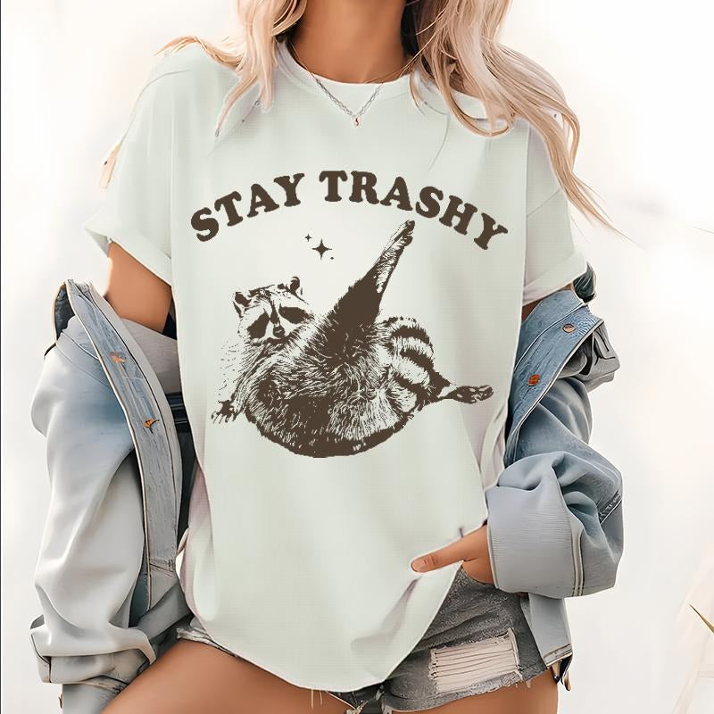 Stay Trashy Lightsaber brand Shirt, Retro Funny Graphic Tops, Racoon Shirt, Meme Graphic Tee, Raccoon Lover Gift, Funny...
