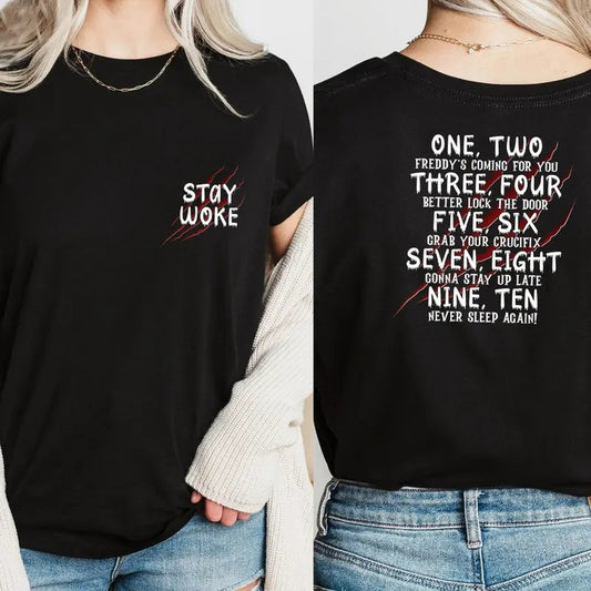 Stay Woke T-Shirt, Halloween Scary Nights Sweatshirt, Horror Shirt For Men and Women, Unisex Halloween Hoodie, Halloween Spooky Season Shirt