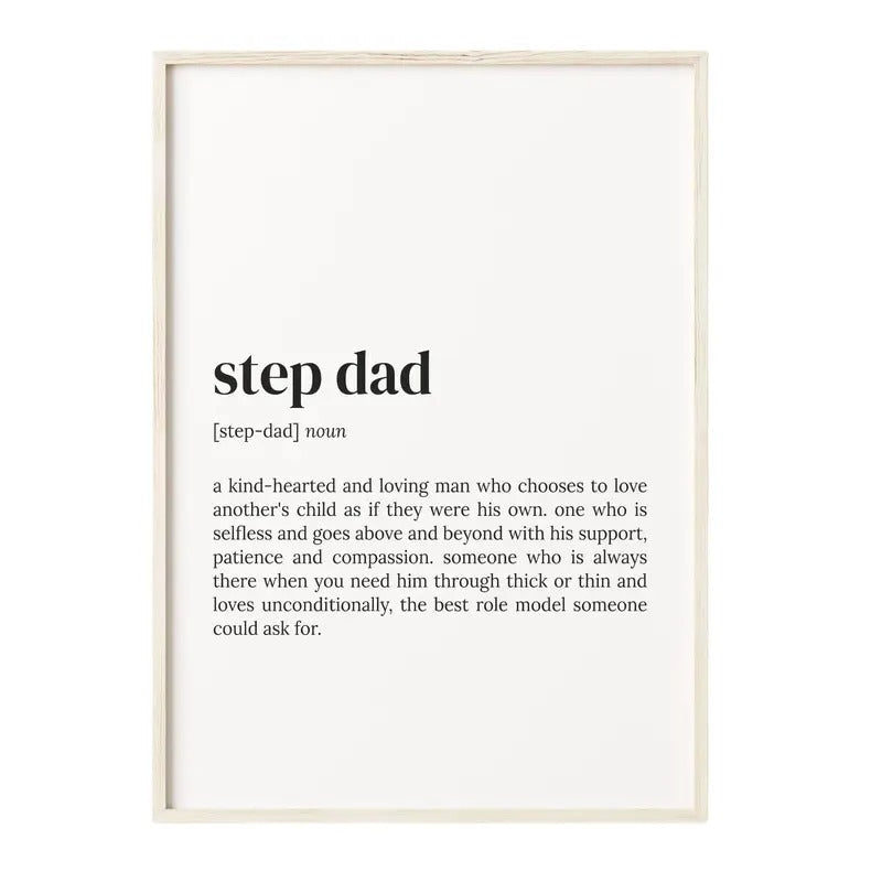 Step Dad Definition Print, Dictionary Poster, Quote Wall Art, Step Dad Art, Step Dad Quote, Step Dad Poster Prints No...