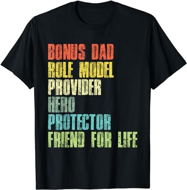 Stepdad T Shirt, Gifts For Stepdad, Bonus Daddy Fathers Day Step Dad Husband Protector Hero T-Shirt, Father's Day Shirt...