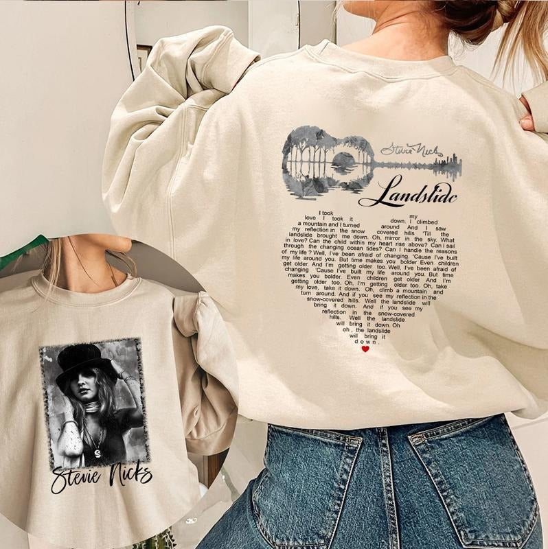 Stevie Landslide Double-sided Guitar Graphic Tee, Classic Rock Fan Apparel Shirt, Perfect Gift for Music Lovers and Boho...