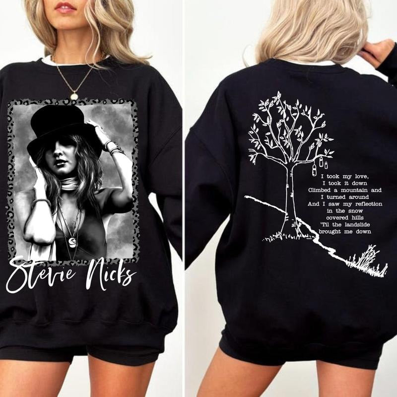 Stevie Nicks Landslide Lyric Shirt, Vintage Fleetwood Mac Graphic Tee, Retro Rock Music Fan T-Shirt for Women Men Gift
