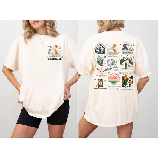 Stevie Nicks Landslide Lyrics Shirt Comfort Colors Tee, Landslide Lyrics Tee, Vintage Song Inspired Shirt, Cute Trendy Boho 70s Band Tee