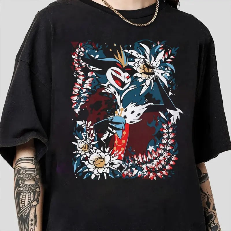 Stolas Flower T-Shirt, Stolas Helluva Boss Characters, Hazbin Hotel T-Shirt, Hazbin Hotel Cartoon , Birthday Gift for fan