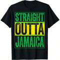 Straight Outta Jamaica Caribbean Party Men'WB shield Summer Casual T-Shirt, Comfortable - Breathable, FOG, Slightly Stretching, Street Hip Hop Style T-Shirt 100% Cotton All-Season Wear Individuality Unisex Top 220g