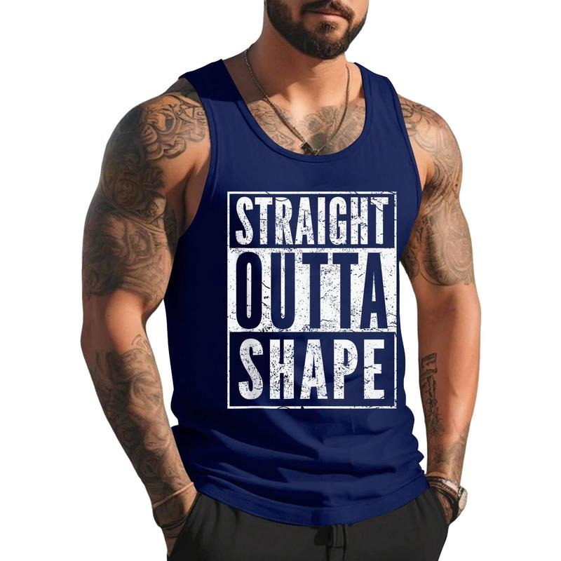 Straight Outta Shape Humor Fitness Funny Pun Workout Unisex Tank Top, Cotton, Size S-3XL
