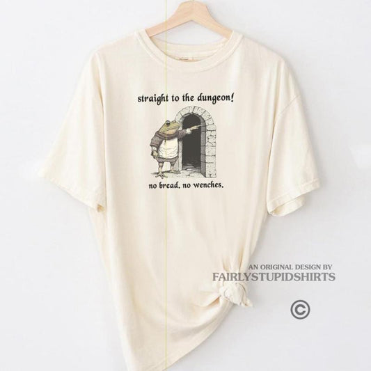 Straight To The Dungeon Frog TShirt Funny Weirdcore Sayings Tshirt Tee Adults Men Women Meme Graphic Sarcastic Dumb Stupid